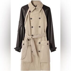 Rag & Bone Bishop Beige and Black Trench Leather Coat Size S